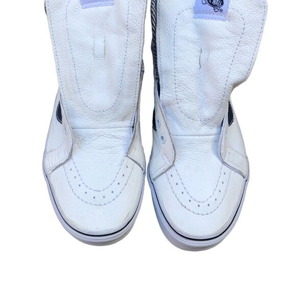 Premium Leather Vans White/Navy Size 9.5 - Picture 8 of 14